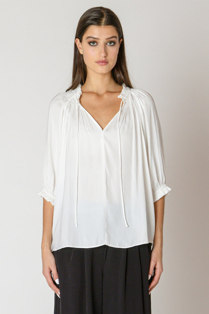 Black Tape Soft Pleated Top White