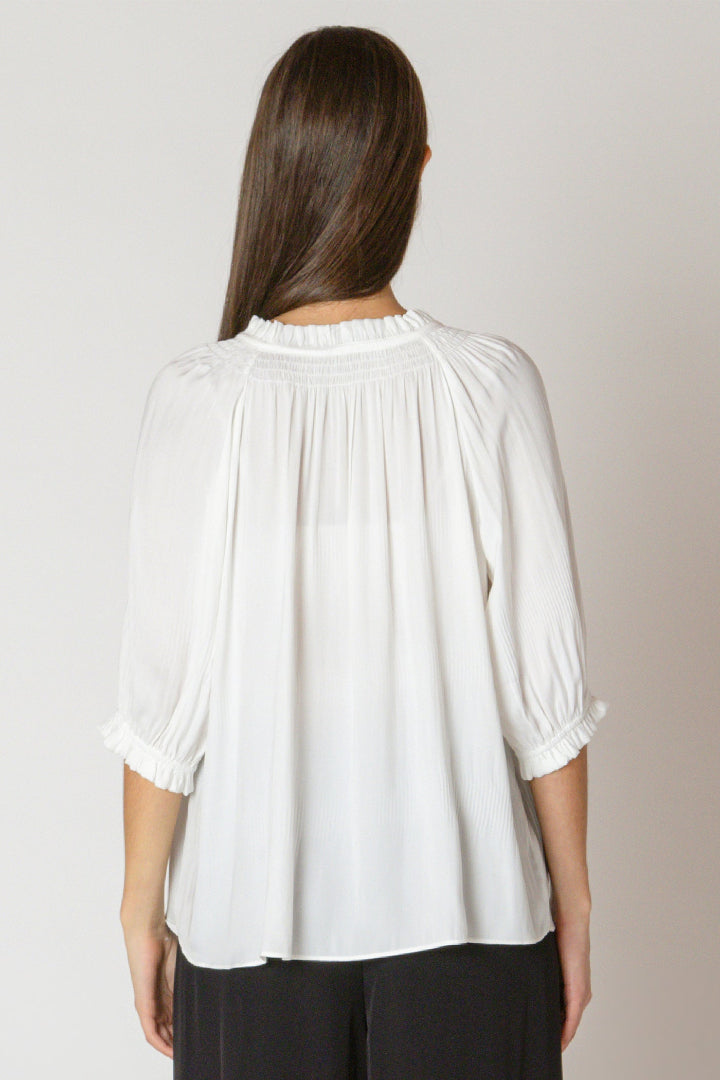 Black Tape Soft Pleated Top White