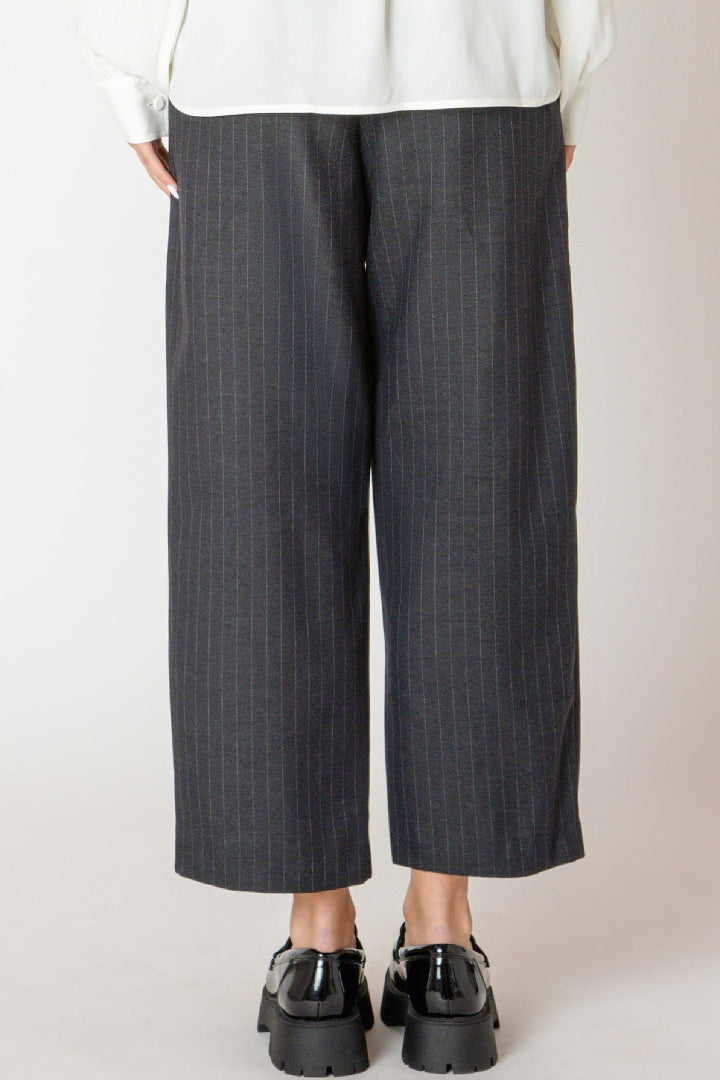 Black Tape Button Hem Pant Charcoal Stripe