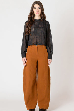 Black Tape Embroidered Lace Insert Top Black