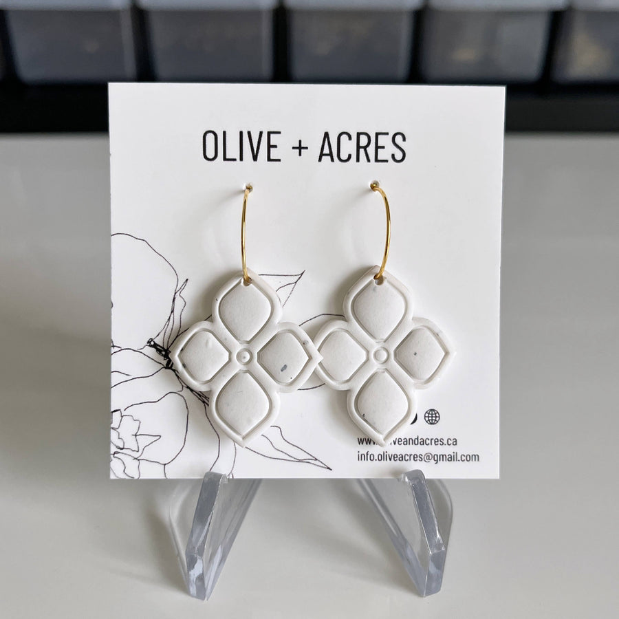 Elizabeth | White Speckled Clay Earrings