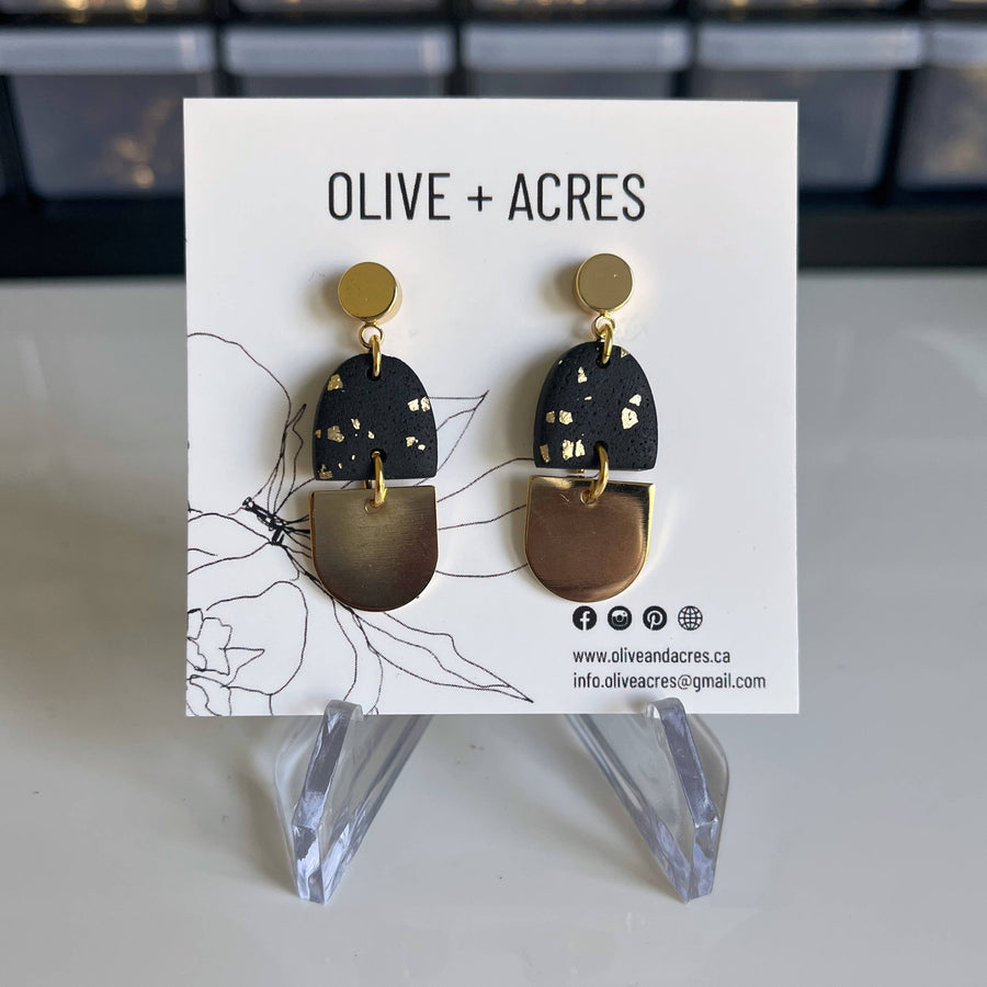 Luna | Black Clay Earrings