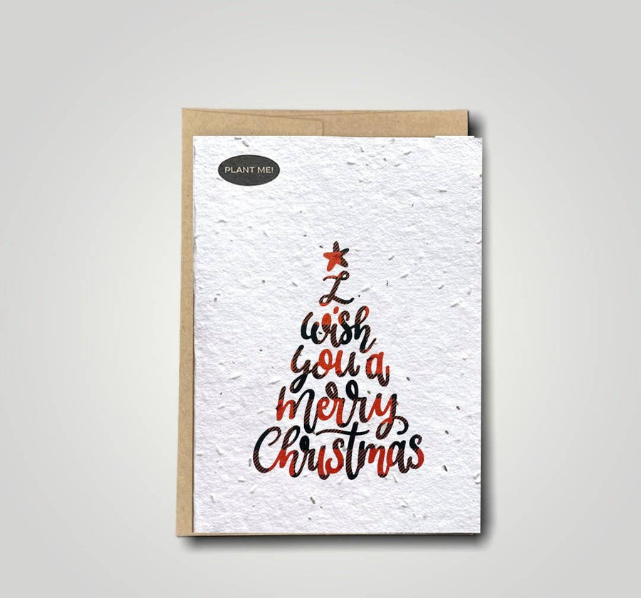 Plaid I Wish a You Merry Xmas Plantable Greeting Card