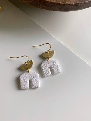 Beth | White Speckled Clay Earrings