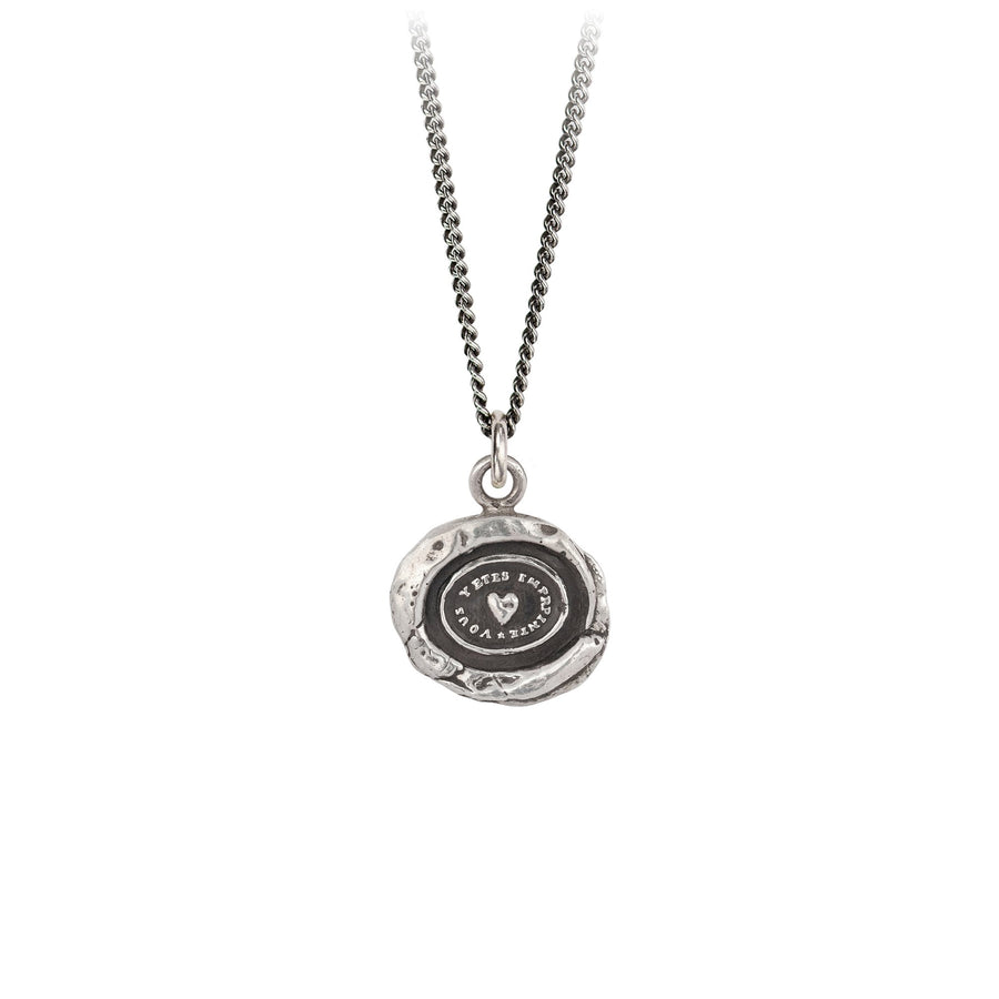 Pyrrha Talisman Heart Print 16" Oxidized Fine Chain