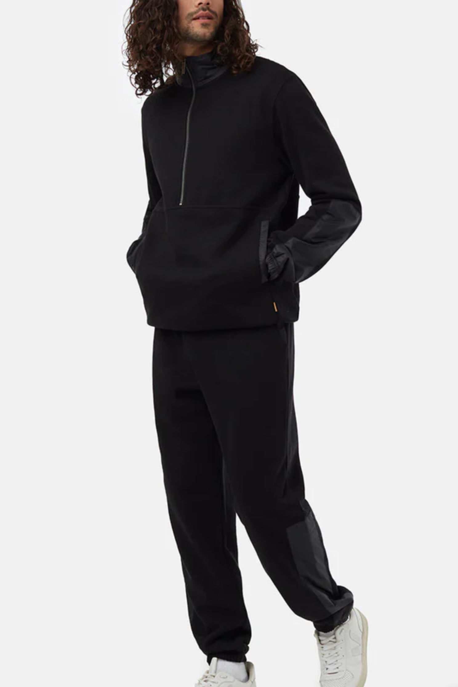 TenTree Men’s TreeFleece Woven Panel Sweatpants Meteorite Black