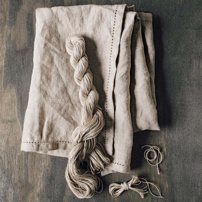 Danica Heirloom Tea Towel Linen Hemstitch Natural
