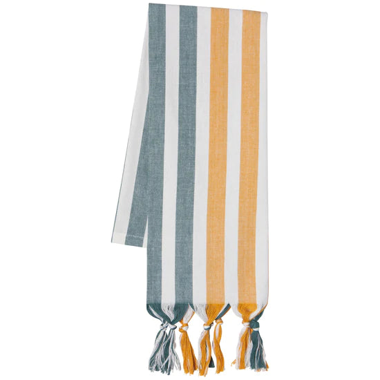 Danica Heirloom Tea Towel Caban Stripe Lagoon/Ochre
