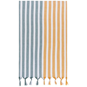 Danica Heirloom Tea Towel Caban Stripe Lagoon/Ochre