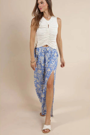 Sage the Label Flower Trail Beach Pant w/Slits Sky Cream