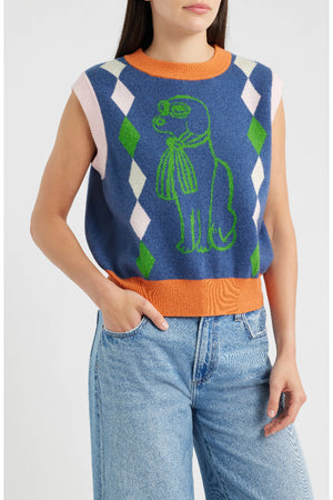 Frnch Torquay Sweater Vest Bleu Marine