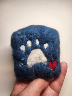 Felted soap bar - Paw print heart design