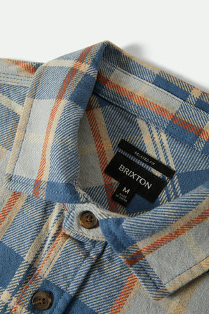Brixton Bowery Vintage Wash Flannel Blue/Soft Blue/Orange