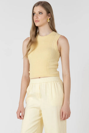 Black Tape Scalloped Pointelle Sweater Top Lemon Butter