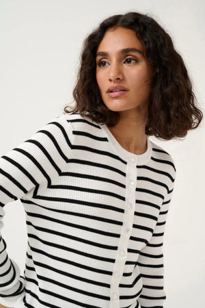 Kaffe KAlilibeth Stripe Cardigan Chalk/Black Stripe