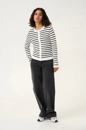 Kaffe KAlilibeth Stripe Cardigan Chalk/Black Stripe