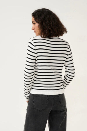 Kaffe KAlilibeth Stripe Cardigan Chalk/Black Stripe