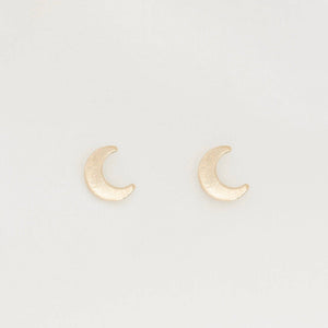 Petite Gold Moon Studs