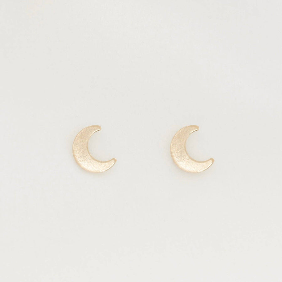 Petite Gold Moon Studs