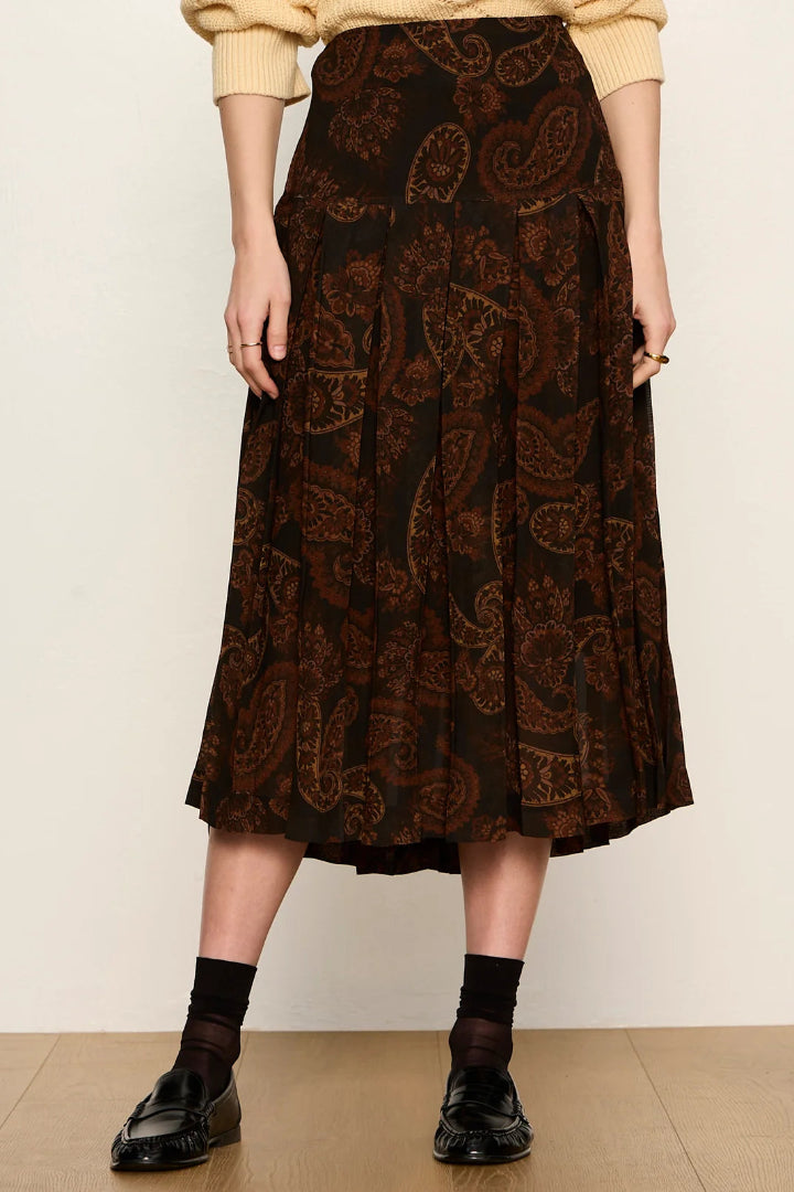 Sanctuary Autumn Pleated Midi Skirt Paisley
