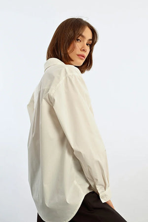 Lili Sidonio Woven Button Up Shirt White