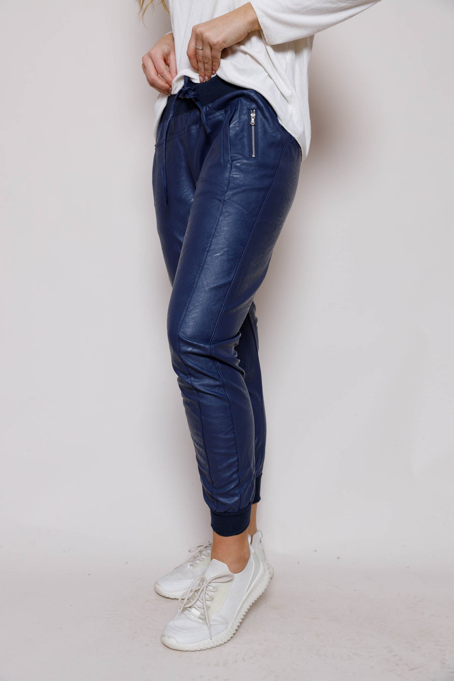 Suzy D Ultimate Vegan Leather Joggers Navy
