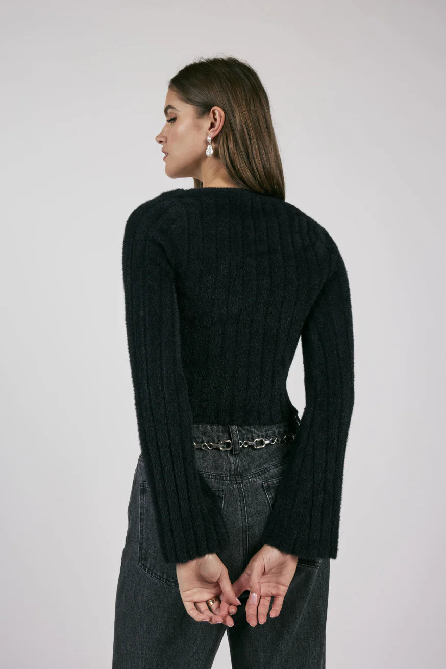 Sage the Label Camille Square Neck Sweater Black