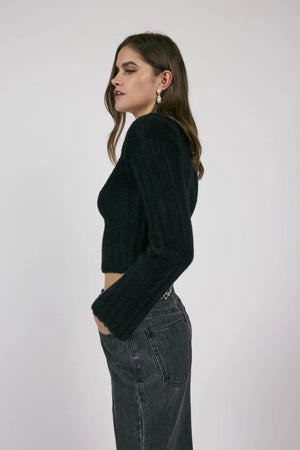 Sage the Label Camille Square Neck Sweater Black