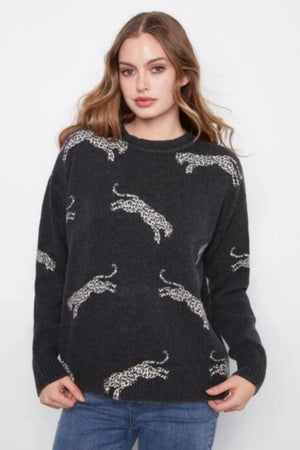 Charlie B Long Sleeve Drop Shoulder Sweater Wildcat