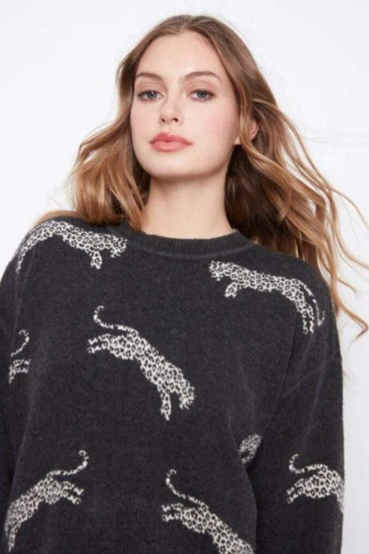 Charlie B Long Sleeve Drop Shoulder Sweater Wildcat