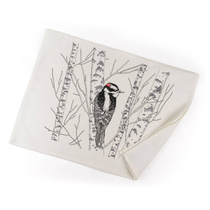 Downy Woodpecker Tea Towel - West Coast Birds