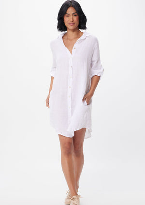 Suzy D Sparrow Linen Midi Shirt Dress