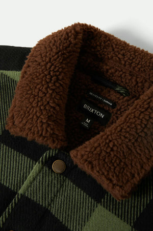 Brixton Durham Flannel Sherpa Lined Jacket Black/Wild Green