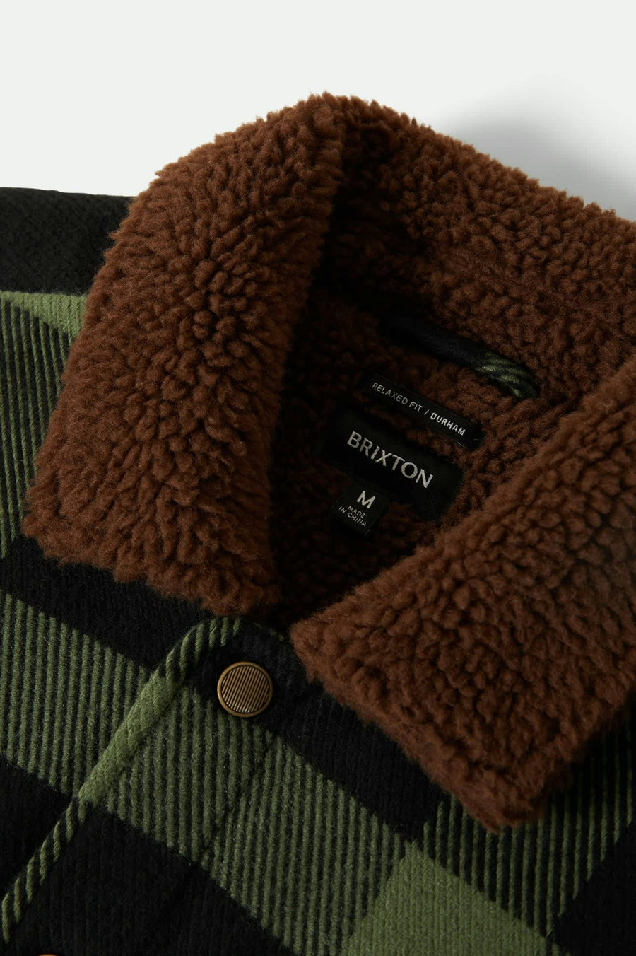 Brixton Durham Flannel Sherpa Lined Jacket Black/Wild Green