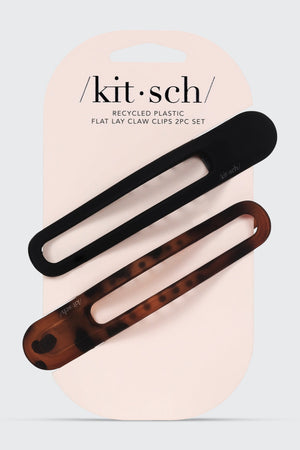 Flat Lay Claw Clip 2pc Curved - Black & Tort