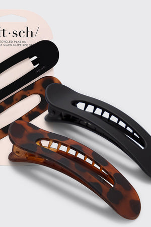 Flat Lay Claw Clip 2pc Flat - Black & Tort
