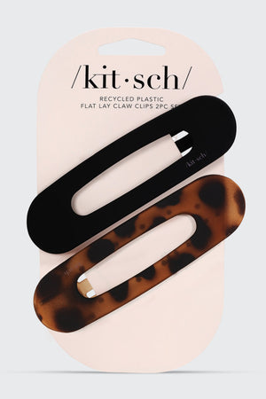Flat Lay Claw Clip 2pc Flat - Black & Tort