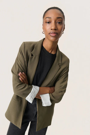 Soaked In Luxury SLShirley Fold-Up Blazer Tarmac
