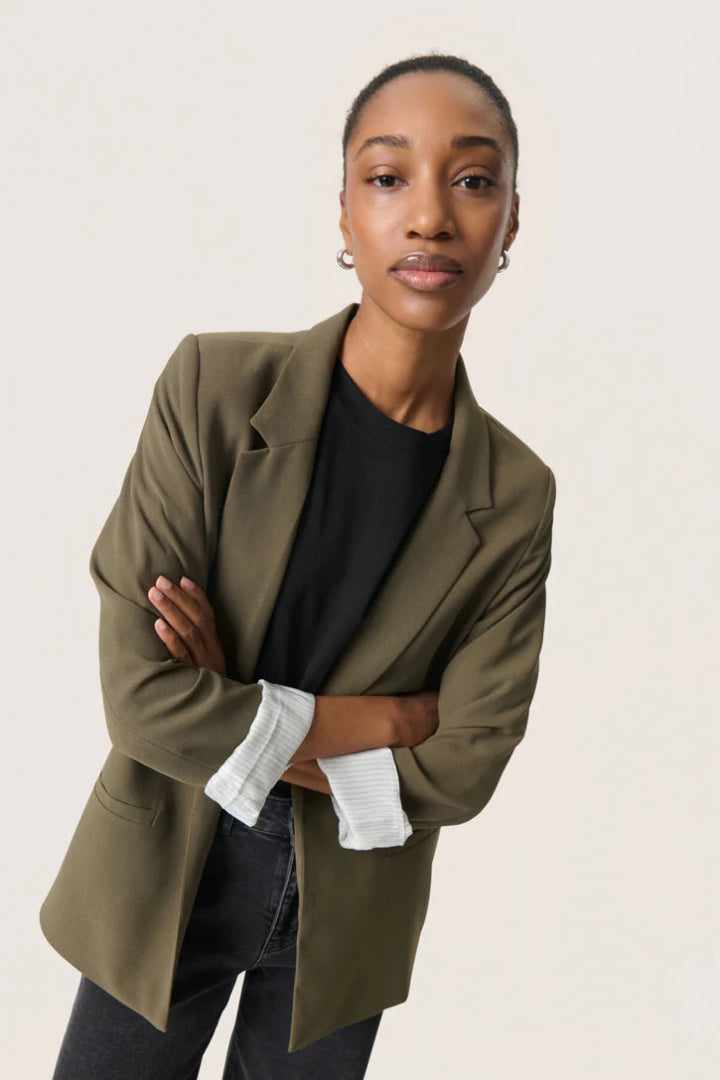 Soaked In Luxury SLShirley Fold-Up Blazer Tarmac