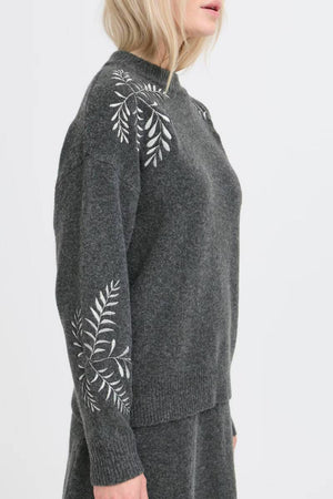 B Young BYMagge Emb Jumper Dark Grey Melange