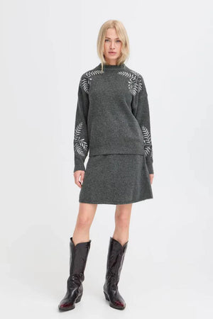 B Young BYMagge Emb Jumper Dark Grey Melange