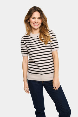 Saint Tropez MilaSZ SS Striped Pullover Gray Morn Mila Stripe