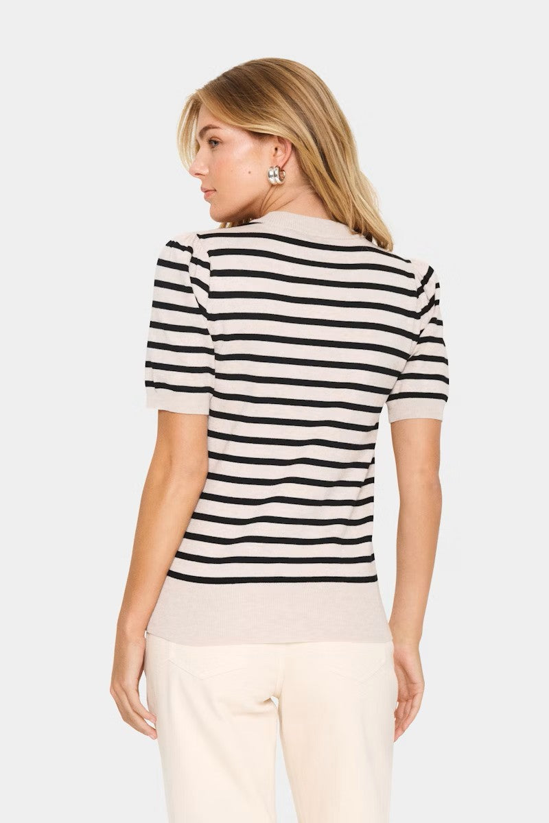 Saint Tropez MilaSZ SS Striped Pullover Gray Morn Mila Stripe