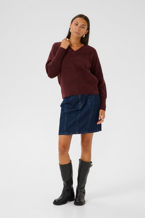 Kaffe KAniel Crew Neck Pullover Windsor Wine Melange