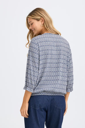 Fransa FRSloane Tee Ethnic Lines Navy