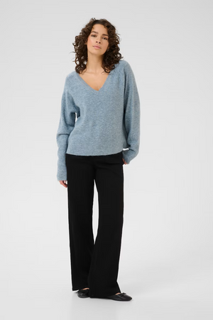 Kaffe KAniel V Neck Pullover Windward Blue
