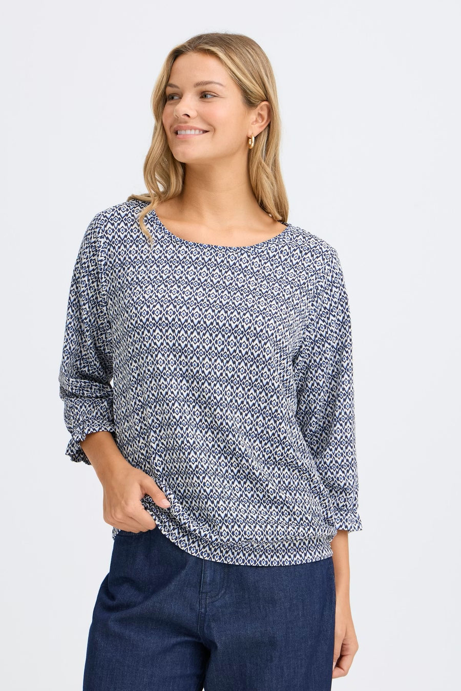Fransa FRSloane Tee Ethnic Lines Navy
