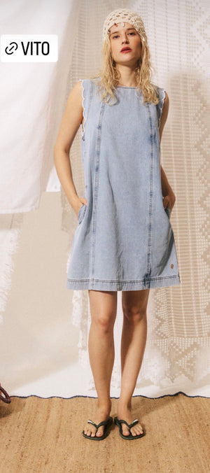 Frnch Vito Dress Blue Jean