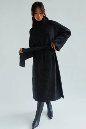 Charli Abbie Sweater Dress Black Melange