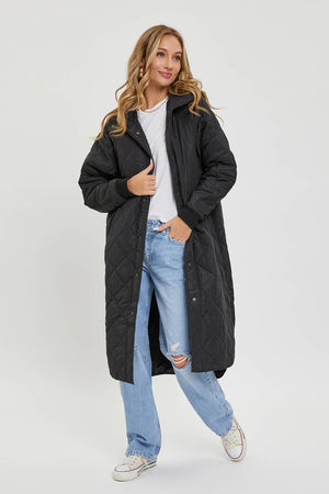 Sweet Lovely Hooded Puffer Jacket  Black